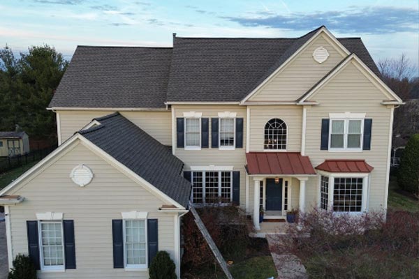 After angled view of house