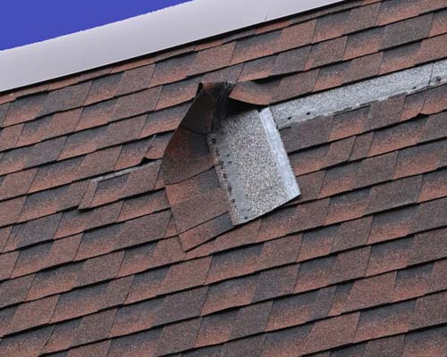 Wind damaged roof